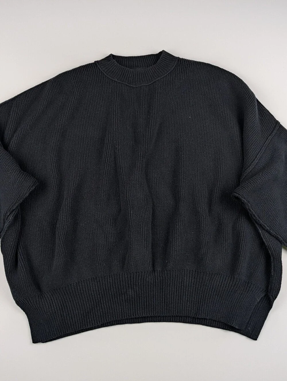 Free People Chunky Knit Sweater XS Charcoal Whimsigoth Grungecore Boho Oversized
